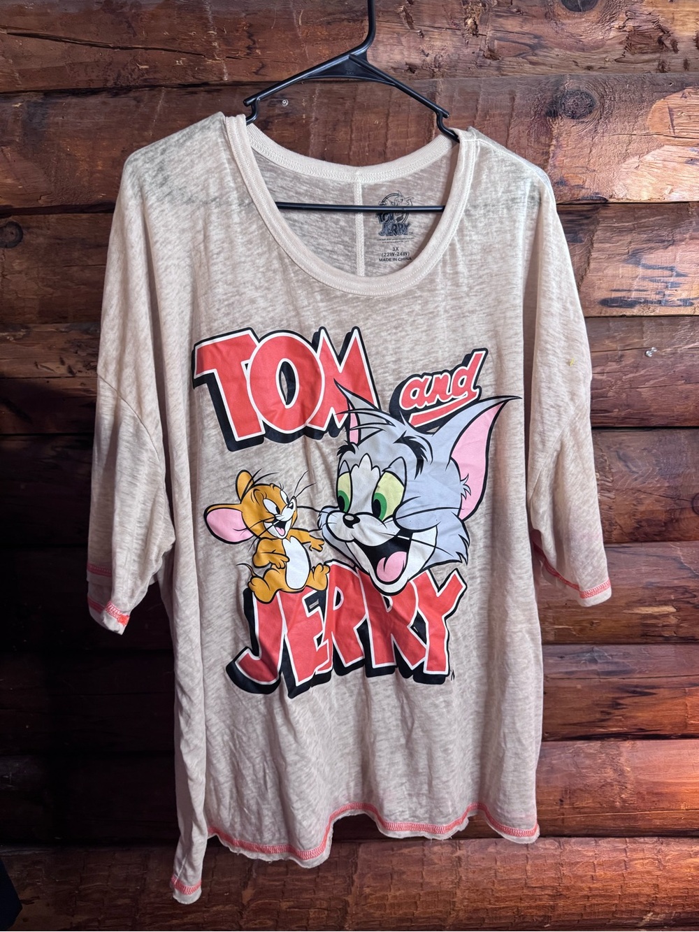 Tom and Jerry Beige Graphic Short Sleeve Tee